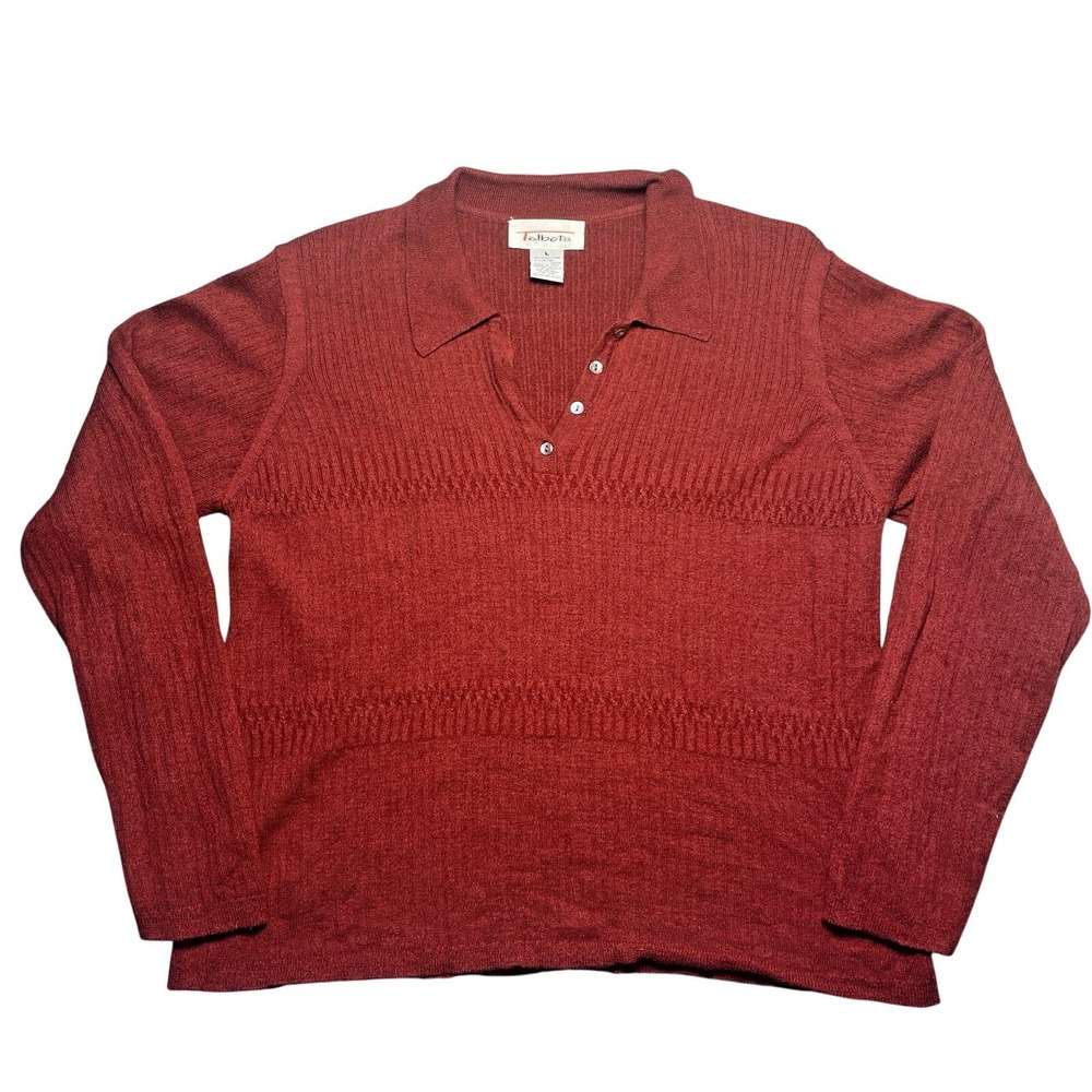 Talbots Burgundy Pullover Sweater Cotton/Wool-Blend L (Made in Italy)